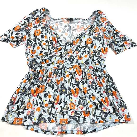Lane Bryant Tops New Lane Bryant Faux Wrap Top Blue Orange Floral